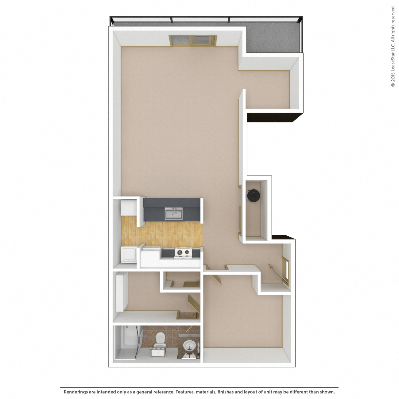 Floor plan for 1 bed, 1 bath, 903 sqft