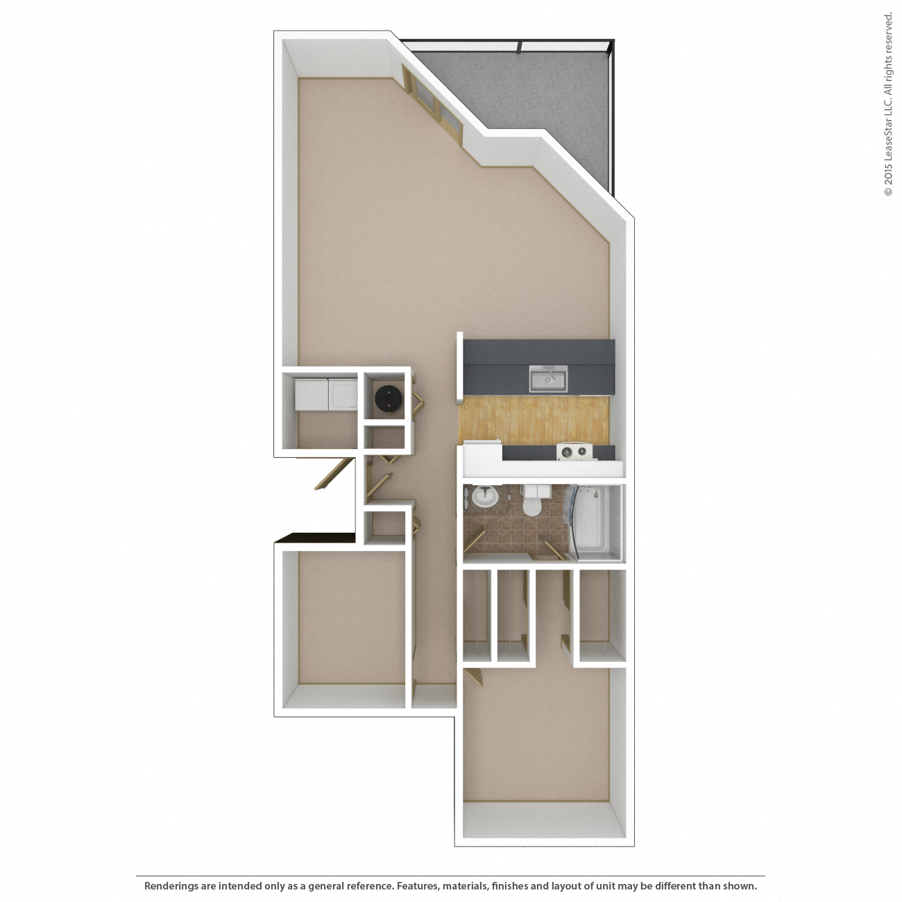 Floor plan for 1 bed, 1 bath, 903 sqft