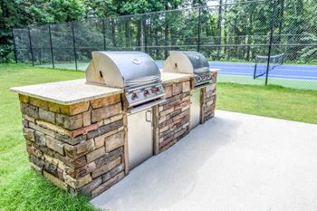 Poolside outdoor kitchen with grill