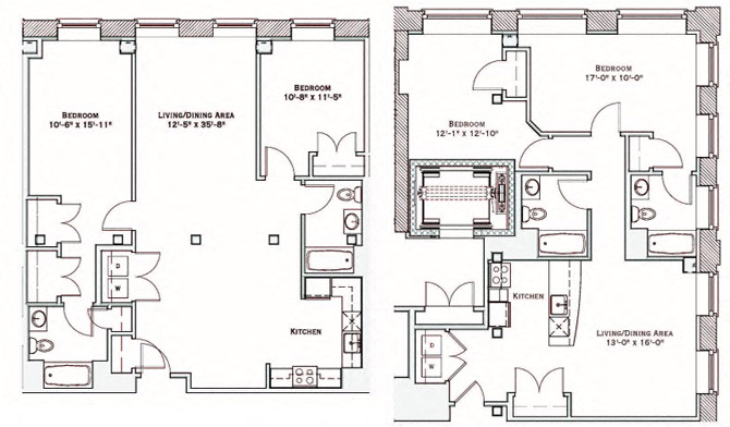 Floor plan for 2 beds, 3 baths, 1838 sqft