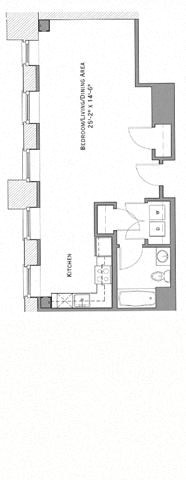 Floor plan for studio, 1 bath, 660 sqft