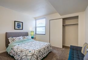 Kalamazoo apartment for rent - a bedroom with a bed and a closet