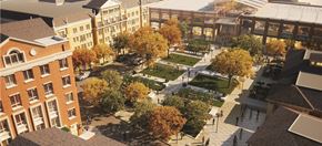 Liberty Township apartment for rent - an aerial view of a city park with buildings and trees