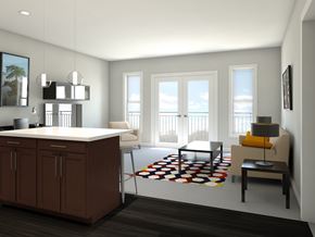 Liberty Township apartment for rent - a rendering of a living room and kitchen in an apartment