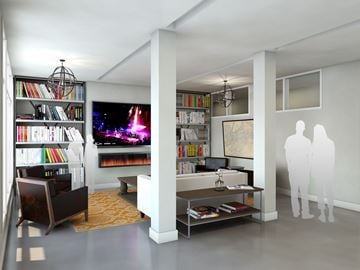 Liberty Township apartment for rent - a living room with a fireplace and a television