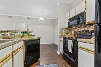 Premiere package includes: black appliance package, granite-style countertops, updated flooring, lighting & hardware,  two-tone designer paint & framed bathroom mirrors