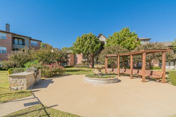 Landscaped courtyard w/ fountains