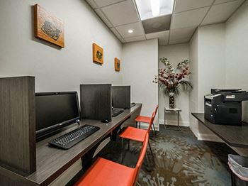 Business center with computers and printer