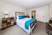 Cambridge apartment for rent - Spacious bedroom with built-in storage and aqua accent bedding