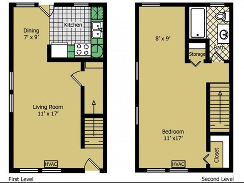 Floor plan for 1 bed, 1 bath, 790 sqft