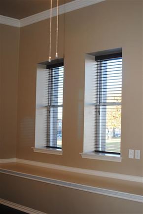 Denton apartment for rent - a living room with two windows with blinds