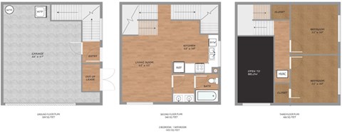 Floor plan for 2 beds, 1 bath, 946 sqft