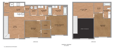 Floor plan for 3 beds, 3 baths, 1431 sqft