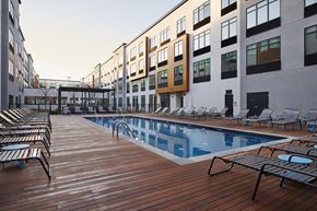 Harrison apartment for rent - a swimming pool in the middle of a building