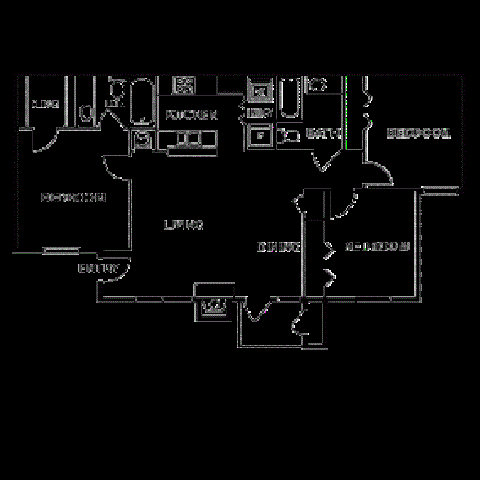 Floor plan for 3 beds, 2 baths, 1178 sqft