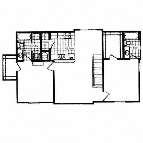 Floor plan for 2 beds, 2 baths, 1110 sqft