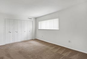 Harrisburg apartment for rent - a bedroom with white walls and a window and a closet