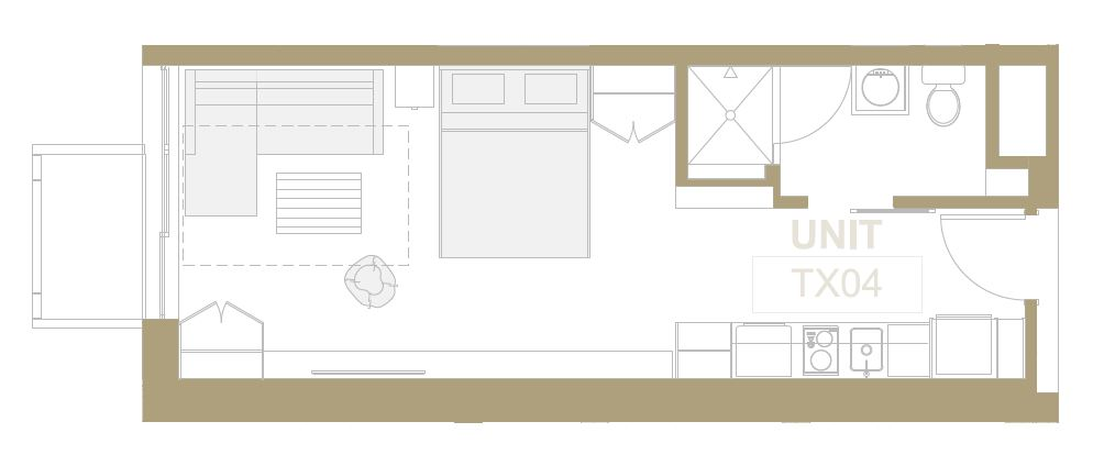 Floor plan for studio, 1 bath, 328 sqft