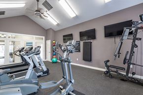 Middle River apartment for rent - a gym with exercise equipment and a tv