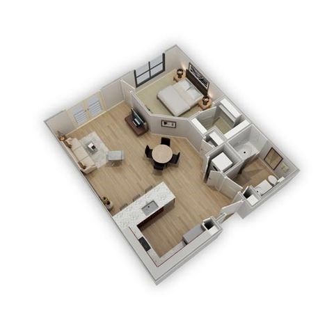 Floor plan for 1 bed, 1 bath, 759 sqft
