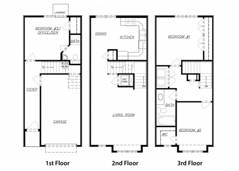Floor plan for 3 beds, 2 baths, 1372 sqft