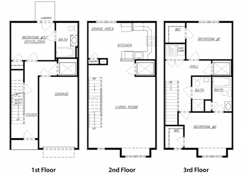 Floor plan for 3 beds, 3 baths, 1569 sqft