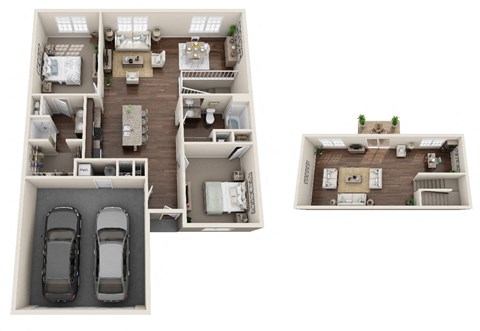 Floor plan for 2 beds, 2 baths, 1875 sqft
