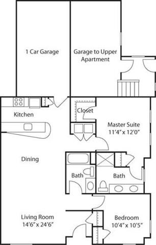 Floor plan for 2 beds, 2 baths, 1093 sqft