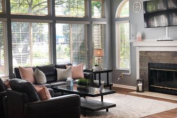 Clubroom with fireplace and tv