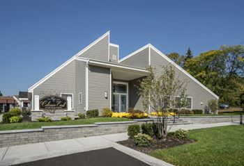 Well-manicured grounds with colorful seasonal plantings