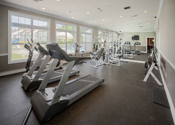 Modern fitness center with sauna