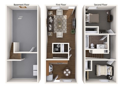 Floor plan for 2 beds, 1 bath, 685 sqft