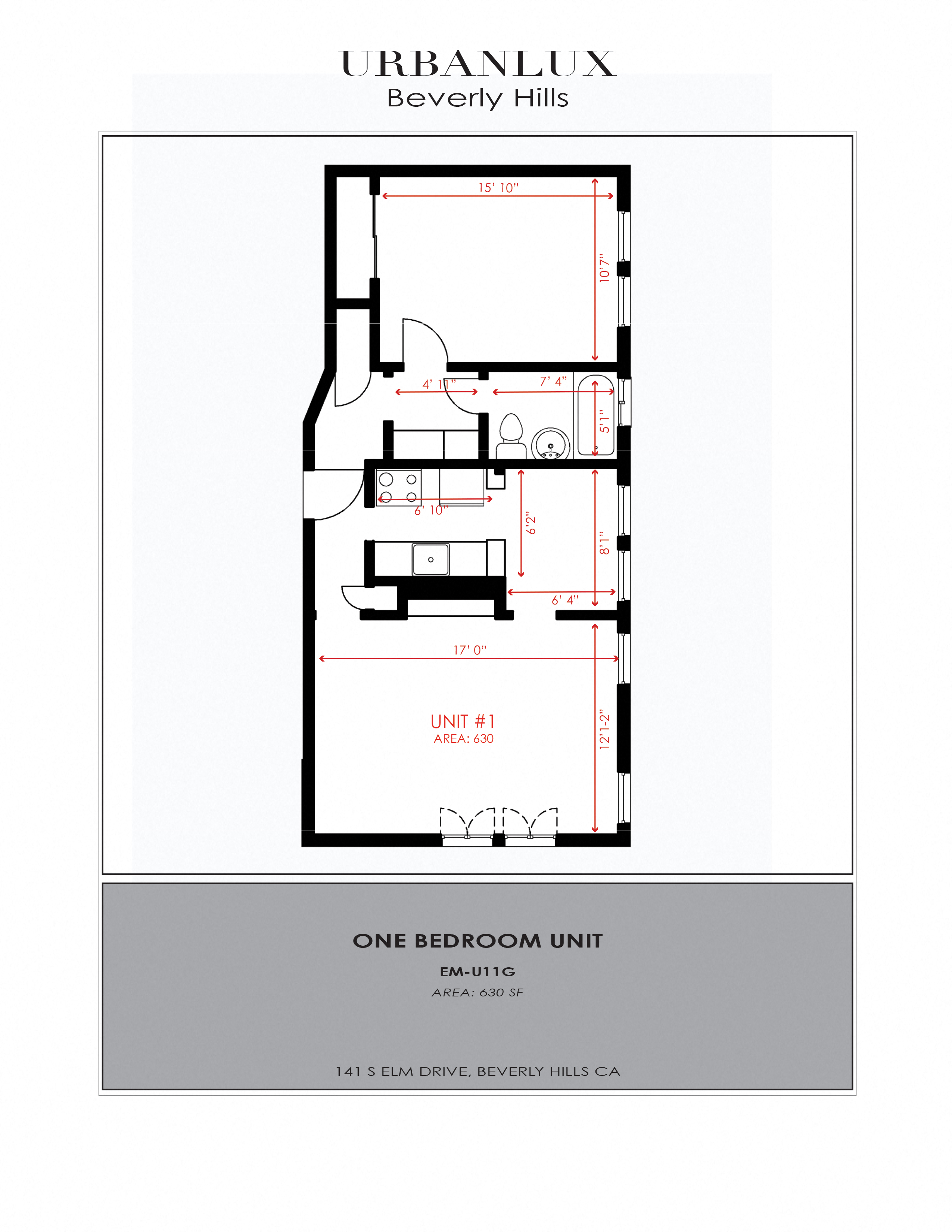 Floor plan for 1 bed, 1 bath