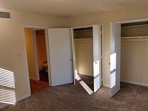 Raleigh apartment for rent - a living room with several closets and doors