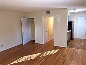 Raleigh apartment for rent - an empty living room with wood floors and a closet