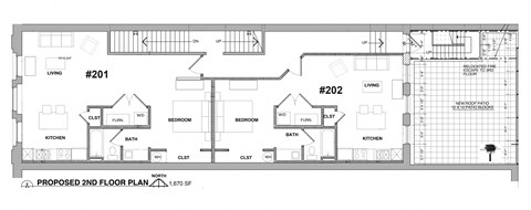 Floor plan for 1 bed, 1 bath, 746 sqft