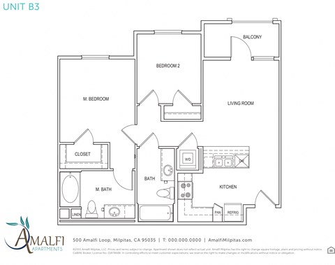Floor plan for 2 beds, 2 baths, 829 sqft