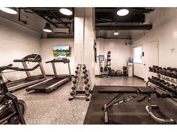 Fitness center with free wights