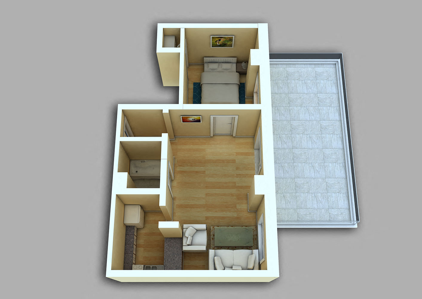 Floor plan for 1 bed, 1 bath, 456 sqft