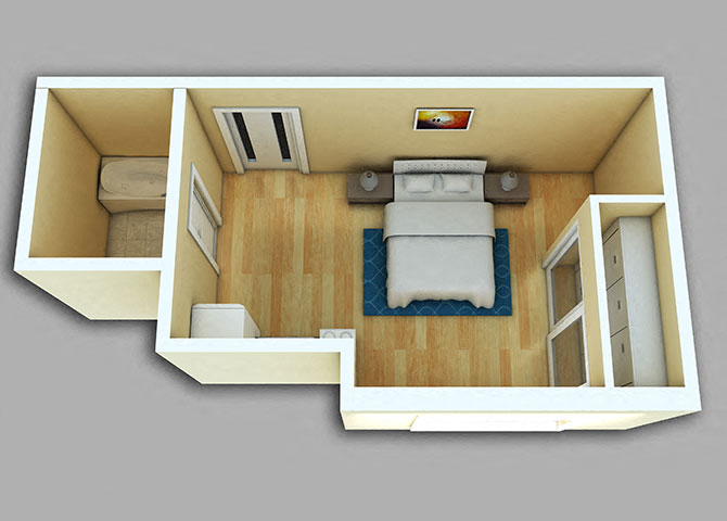 Floor plan for studio, 1 bath, 247 sqft