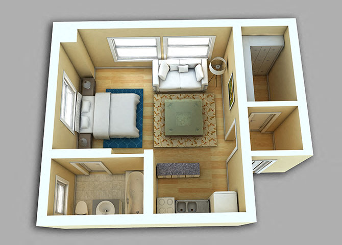 Floor plan for studio, 1 bath, 426 sqft