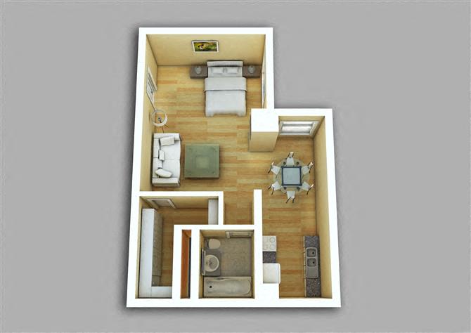 Floor plan for studio, 1 bath, 474 sqft