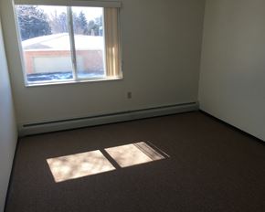Harmony apartment for rent - an empty room with a window and a carpet