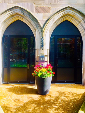 Chicago apartment for rent - a vase with flowers in front of a building
