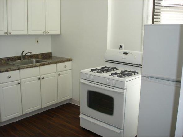Chicago apartment for rent - a kitchen with a stove and a refrigerator