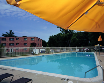 Swimming pool with sparkling water