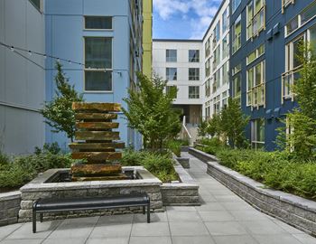 Courtyard with bbqs, seating & ping pong