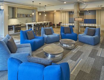 Resident lounge with full kitchen*, shuffleboard & foosball