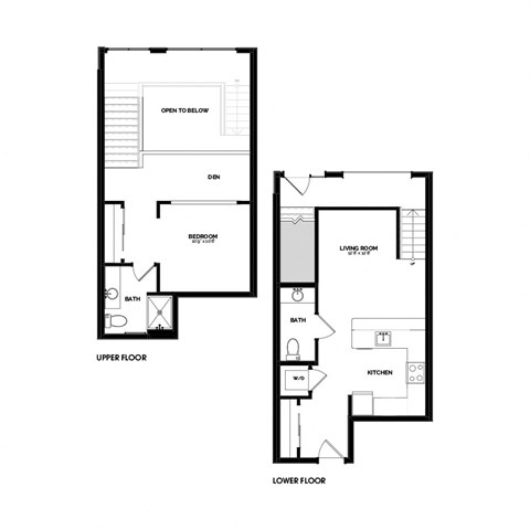 Floor plan for 1 bed, 1.5 baths, 920 sqft