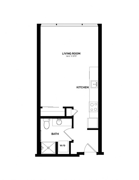 Floor plan for studio, 1 bath, 481 sqft